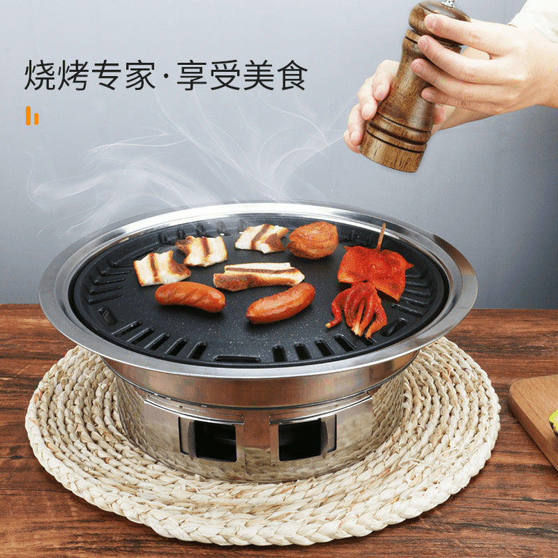 wholesale korean bbq grill with grill pan and grill net, household outdoor portable grill, charcoal fire bbq pot, barbecue grill