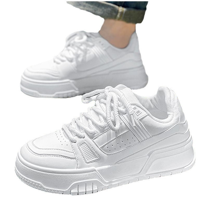 Men's spring/autumn niche design versatile casual solid black skate shoes youth sports thick sole height increasing bread shoes trendy sneakers