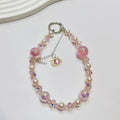 Creative mobile phone hanging chain pendant cat tassel accessible luxuryshort fairy pearl crystal satchel chain mobile phone case lanyard