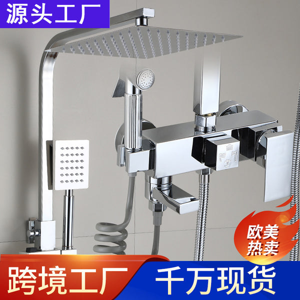 Black thermostatic shower shower set, all-copper hot and cold mixing valve, bathroom, pressurized rain shower, bathroom,  wholesale