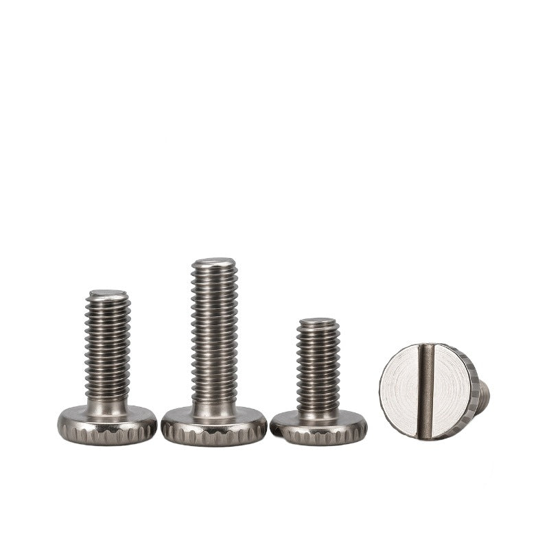 Hand screw knurled screw one-word knurled roding lighting hand screw nickel-plated gold round head machine tooth m4 large flat head slotting