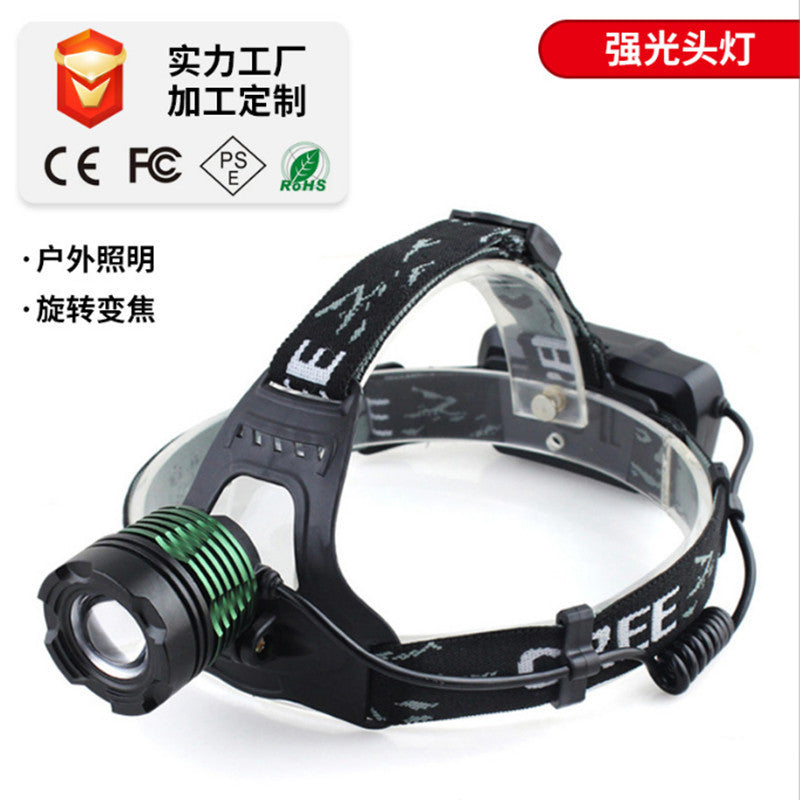 Cross-border led strong light lighting headlamp, zoom long-beam T6 charging 10w strong light charging outdoor headlamp