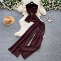 K-stylework clothing style vest high waistloose pantstwo-piece set women's summer silm type strap waist slimming looksuit