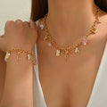 Wholesale bowknot necklaces, cross-border new floral heart pendants, women's niche high-end ceramic bead bracelet accessories