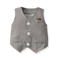 First birthday outfit for baby boys - spring collection: little gentleman suit with vest - three-piece set for baby's birthday, wedding, or banquet