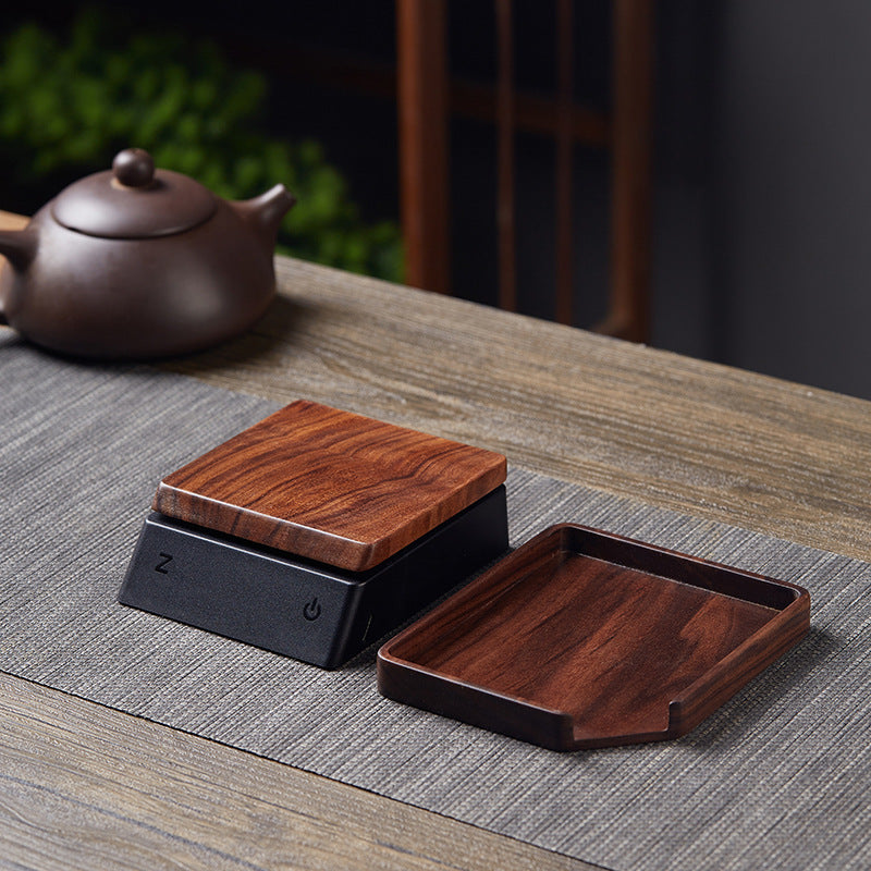 Tea digital scale walnut wood tea scale solid wood kitchen scale gram scale food scale tea set accessories rechargeable mini tea scale