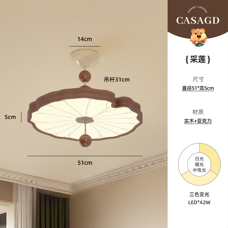 French bedroom retro Song Dynasty aesthetics room lighting medieval atmosphere solid wood study dining room light lotus leaf chandelier