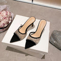 Yx open-toe pointed-toe mesh rhinestone sexy thong sandals women's 2026 summer outdoor elegant stiletto high heel sandals