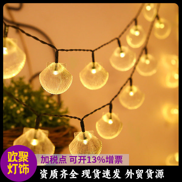 New led solar string light, ocean shell light string outdoor waterproof garden bubble ball water drop decorative light