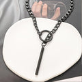 European and american new lariat heart necklace o-ring sliding chain necklace hip hop punk rock stainless steel pendant