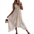 summer new european and american style lace camisole maxi dress - solid color