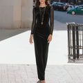 Amazon cross-border women's black velvet mesh long-sleeve dress - slim fit, figure-flattering, elegant short-sleeve style