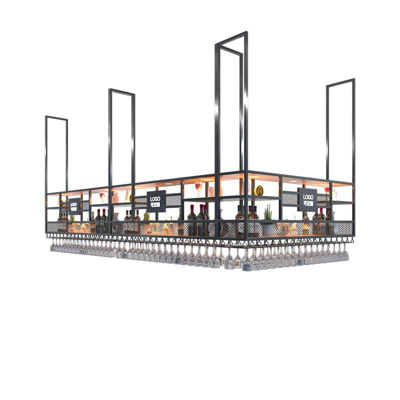 Bar Hanger Industrial Style Wine Glass Hanger Bar Restaurant Wrought Iron Red Wine Hanging Cabinet Corner Inverted Shelf