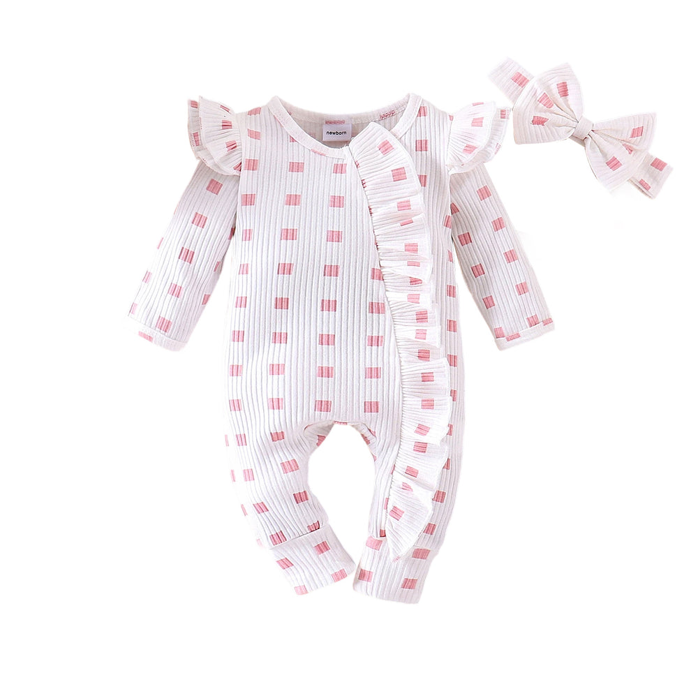 Export children's clothing cute baby girl plaidlong sleeves jumpsuit head estimate