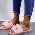 butterfly fur slippers for women, autumn and winter, k-style, new style, home and outdoor wear, one-line slippers, plush women's shoes, dropshipping