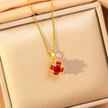 X8314-30 gold hair ball necklace