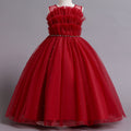 Evening dress girls' dress hostess dress princess dress mesh puffy dress summer sweet elegant one shoulder