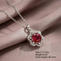 Luxury fashion white frame ruby flower full diamond necklace for women - versatile, minimalist, unique, non-fading choker jewelry