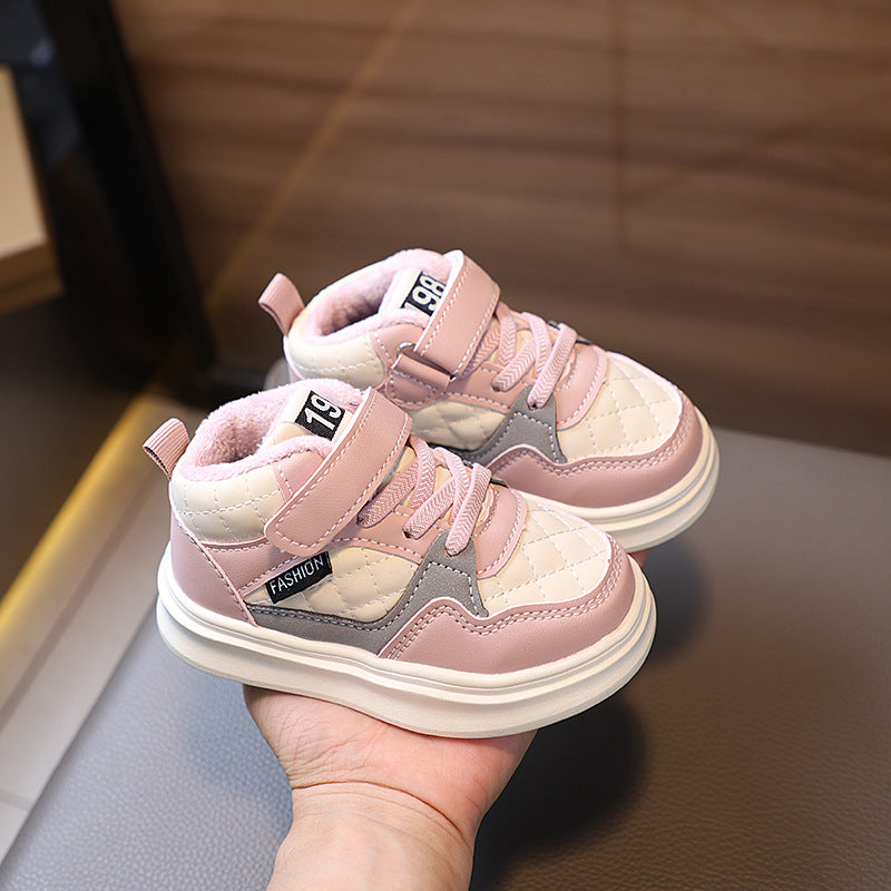 Baby shoes autumn and winternew arrivalkids two cotton sports shoes boys and girls fleece-linedhigh top sneakers heattech shoes for children and children