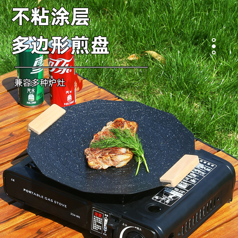 Korean style hexagram cassette oven baking pan outdoor camping non-stick pan medical stone square barbecue pan for home barbecue pan