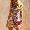 direct sales cross-border fashion three-dimensional floral mesh lace embroidered bodycon slimming sexy dress