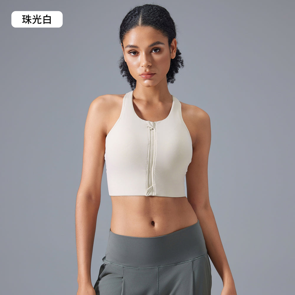 New front-zip closure, explosion-proof one-piece cup sports bra with adjustable straps - shockproof sports bra daw033