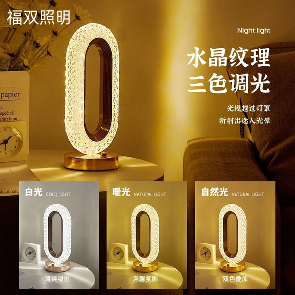 Light luxury crystal desk lamp bedroom high sense bedside desk lamp runway decoration desk lamp creative living room touch night lamp