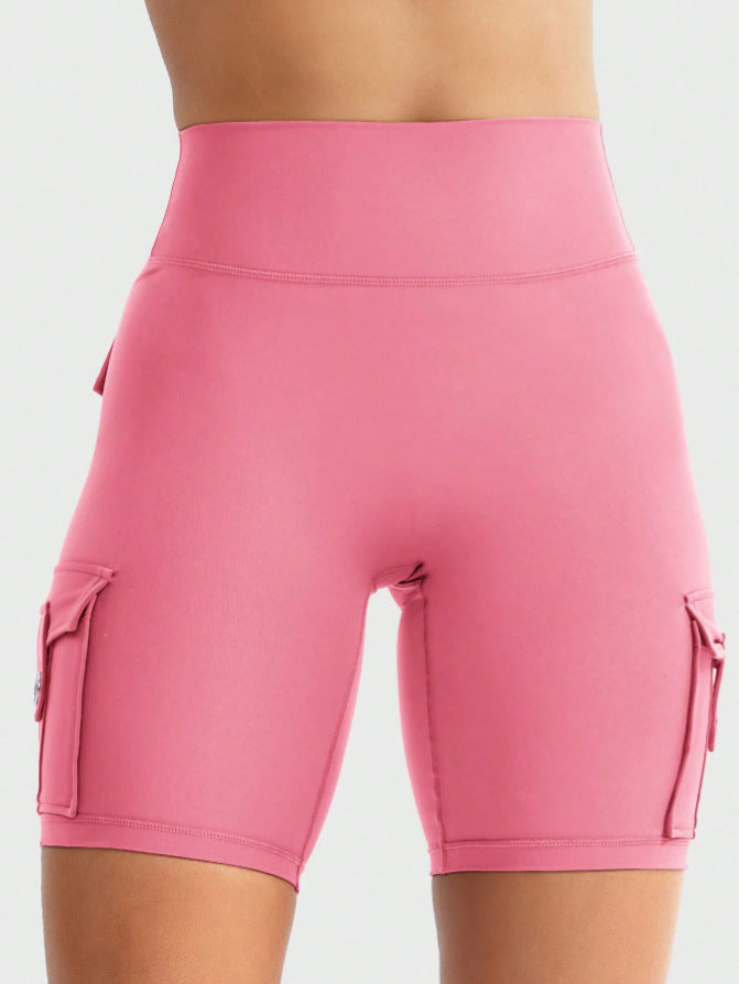 Yeoreo same style nylon brushed sports yoga cycling half length pants flap pocket pants training butt lift brushed yoga shorts