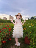 Girls' summer new sleeveless tiered dress princess tutu dress kids birthday party dress