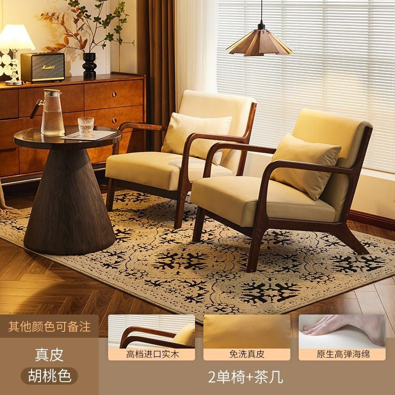 Balcony tea table and chair combination small apartment one table and two chairs household solid wood simple three-piece set reading and drinking tea cp