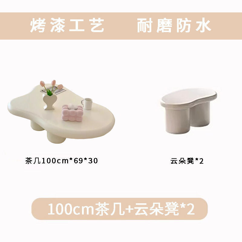 Influencer-approved cream cloud coffee table: nordic-style, space-saving, irregular shaped tea table for modern minimalist home decor and homestays