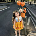Girls' summer dress: new cute baby hamburger tank dress, korean style children's peter pan collar tulip princess dress