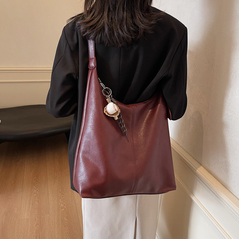 Casual commuting retro large-capacity bag women's 2025 new winter and winter shoulder bag college students class tote bag