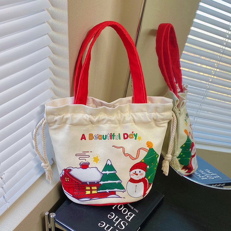New Foreign Trade Spot Christmas Gift Bag Cartoon Santa Snowman Tote Bag Canvas Bag