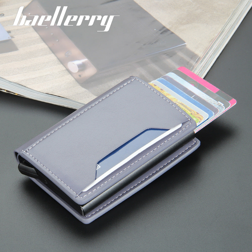 Baellerry men's short card bag RFID card clip multi-card position automatic elastic card anti-magnetic and anti-theft aluminum box card sleeve