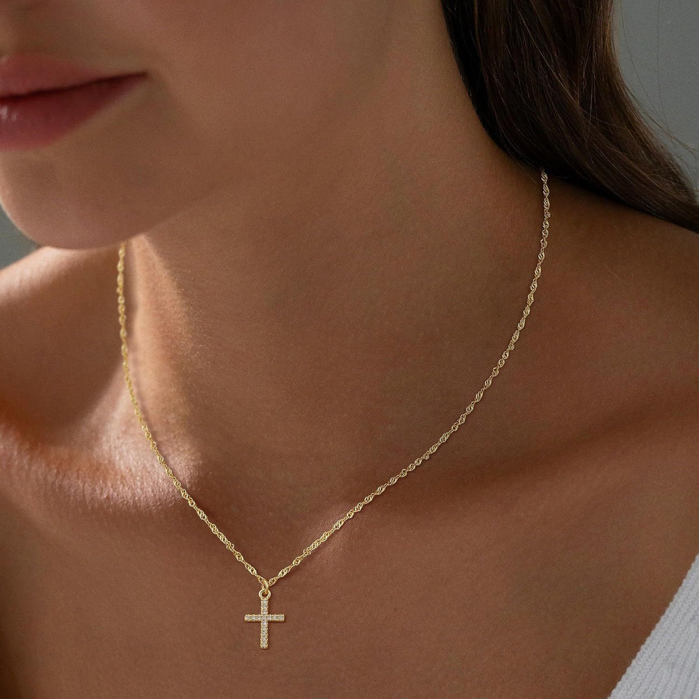 Bestselling european and american new arrival: diamond-studded cross pendant necklace - women's choker, minimalist fashion, commute-ready, exquisite jewelry accessory