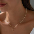 Bestselling european and american new arrival: diamond-studded cross pendant necklace - women's choker, minimalist fashion, commute-ready, exquisite jewelry accessory