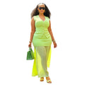 European and american style women's fall  new collection: sweet and fresh knitted vest top with high-waisted bodycon midi skirt two-piece set