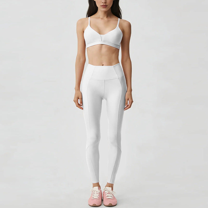 new arrival yoga clothes high waist hip lift tummy control slimming look sling beautiful back running sports intimates bra suit for women