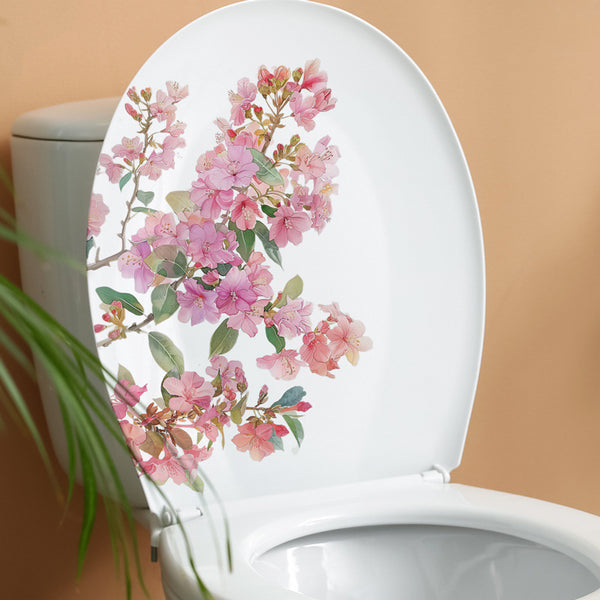 Pink flower background decorative sticker bathroom glass beautiful sticker bathroom toilet cover wall sticker ZDB-34031