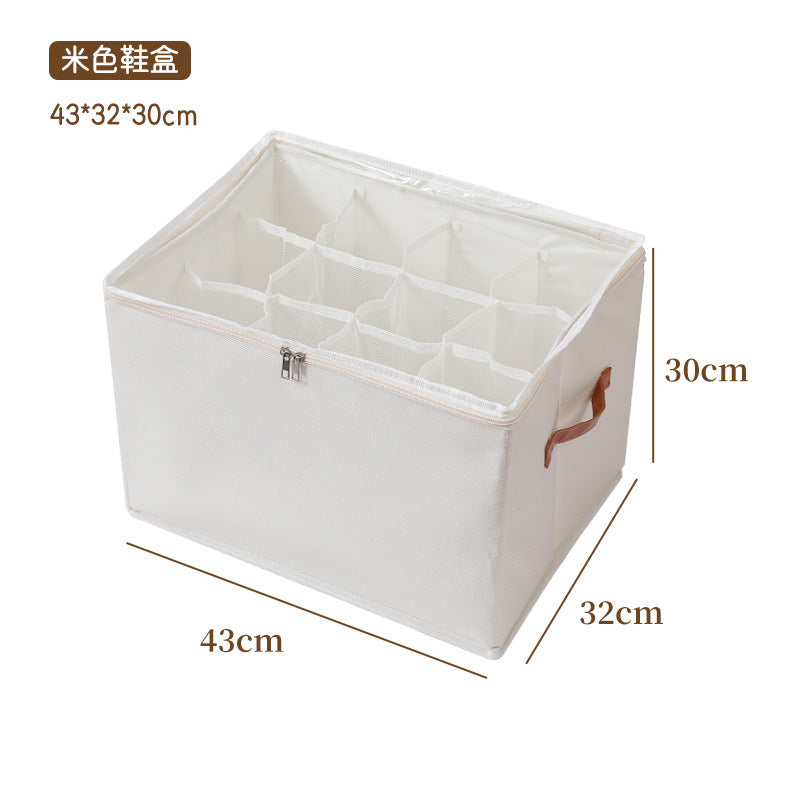 Cross-border storage box Foldable fabric with cover Dust-proof shoes storage box Multifunctional grid sundries storage box