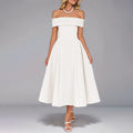 cross-border e-commerce women's fashion: european and american summer new arrivals - elegant and chic strapless one-shoulder evening gown dress