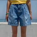 Amazon  hot selling denim shorts women's summer ins trendy straight leg cropped shorts washed fashion denim shorts