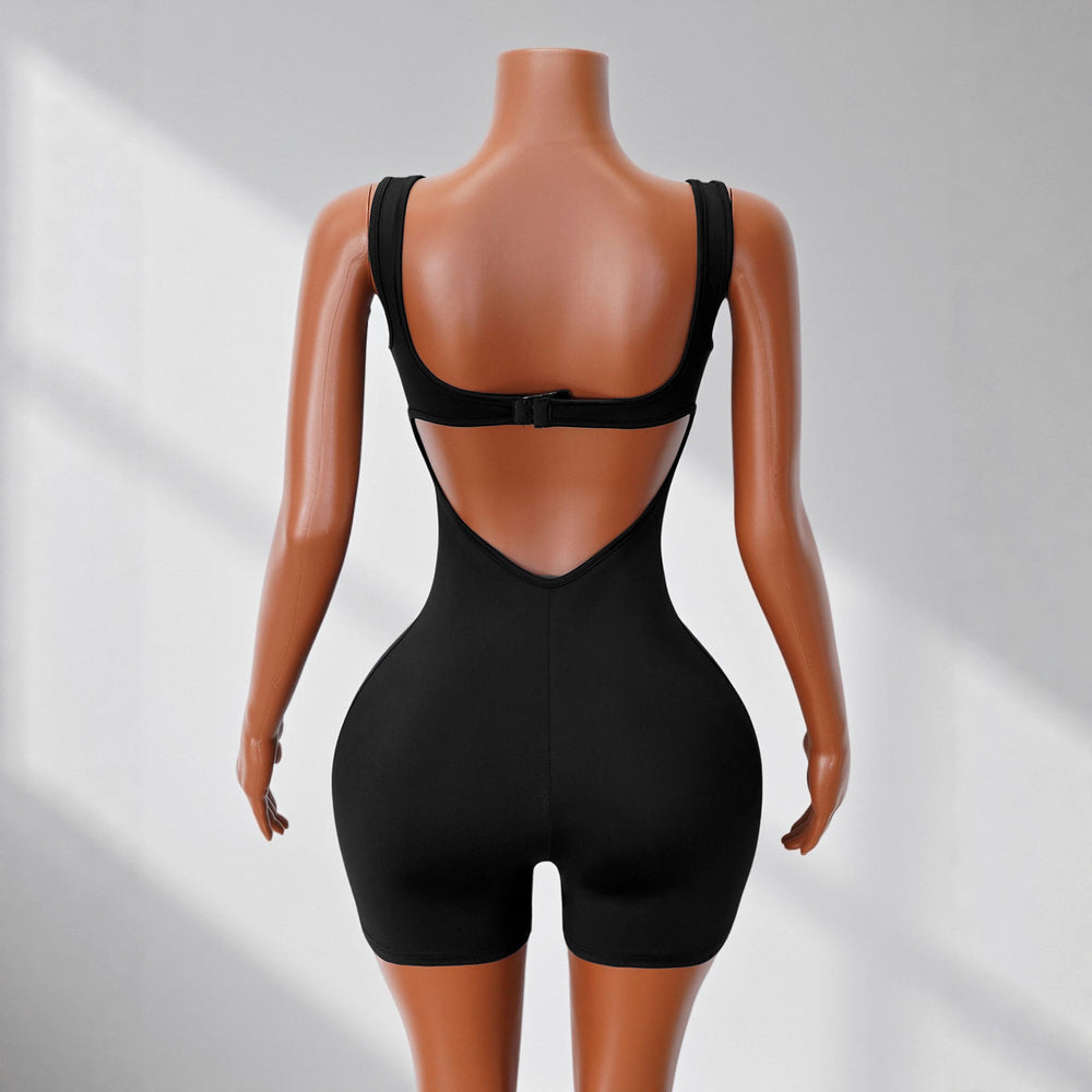 Personalized american summer sports style u-shaped backless jumpsuit cross-border women's tight high elastic yoga jumpsuit
