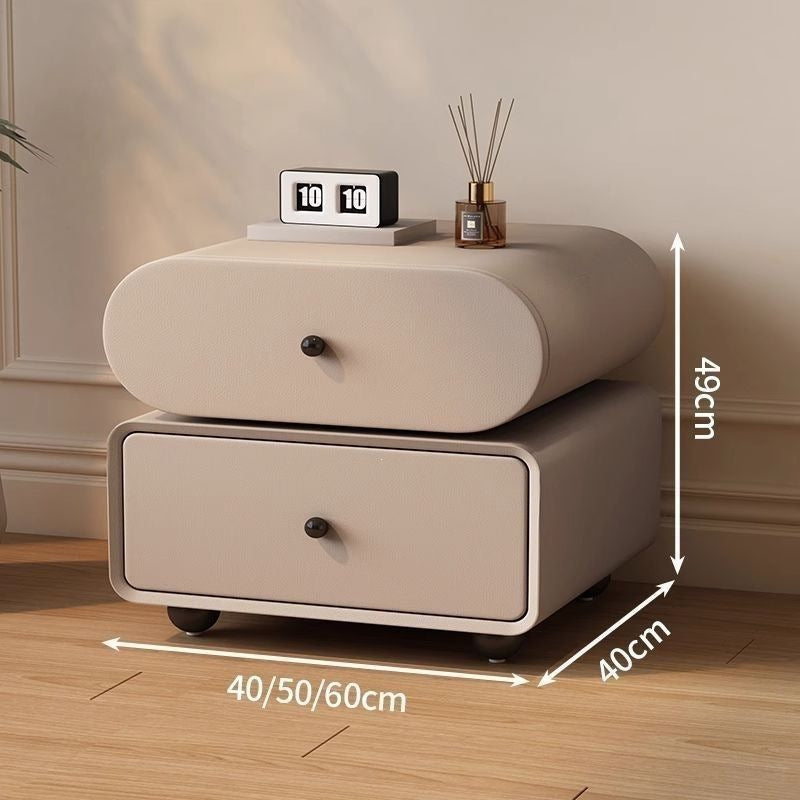 new solid wood mid-century modern nightstand, luxurious cream bedroom bedside table, minimalist home storage, modern style