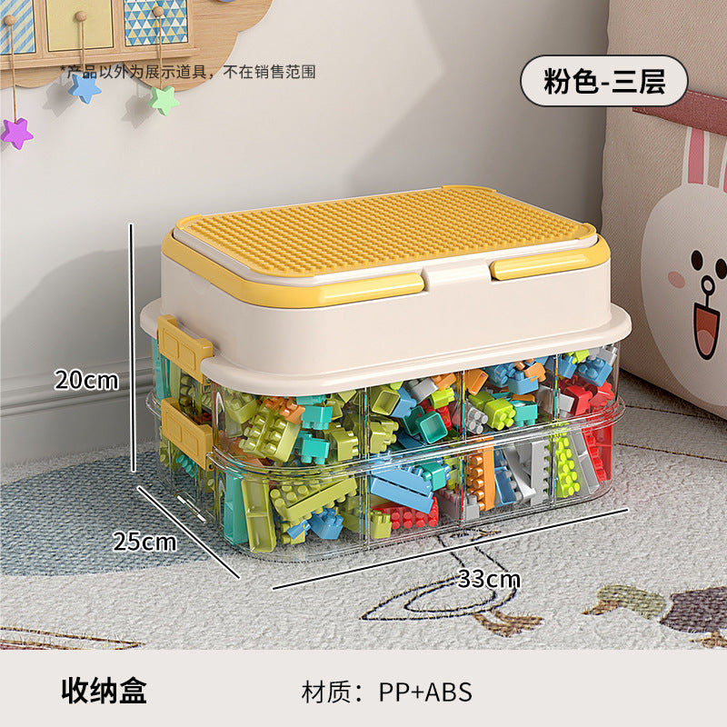 Building block storage box - small brick lego organizer - parts sorting & compartmentalized storage - kids' toy storage box