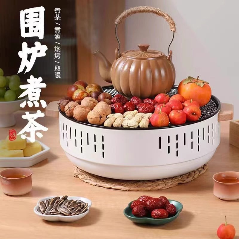 Outdoor camping style tea making stove, zibo charcoal barbecue stove, for home small multi-function smokeless barbecue grill heating stove