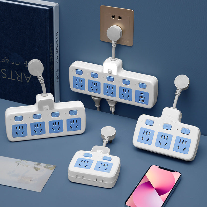 Power strip socket multifunctional multi-port usb converter plug power strip with independent switches for dormitory and home use