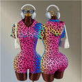 Amazon amplova women's leopard print zipper short sleeve hooded sports jumpsuit daily autum gym wear