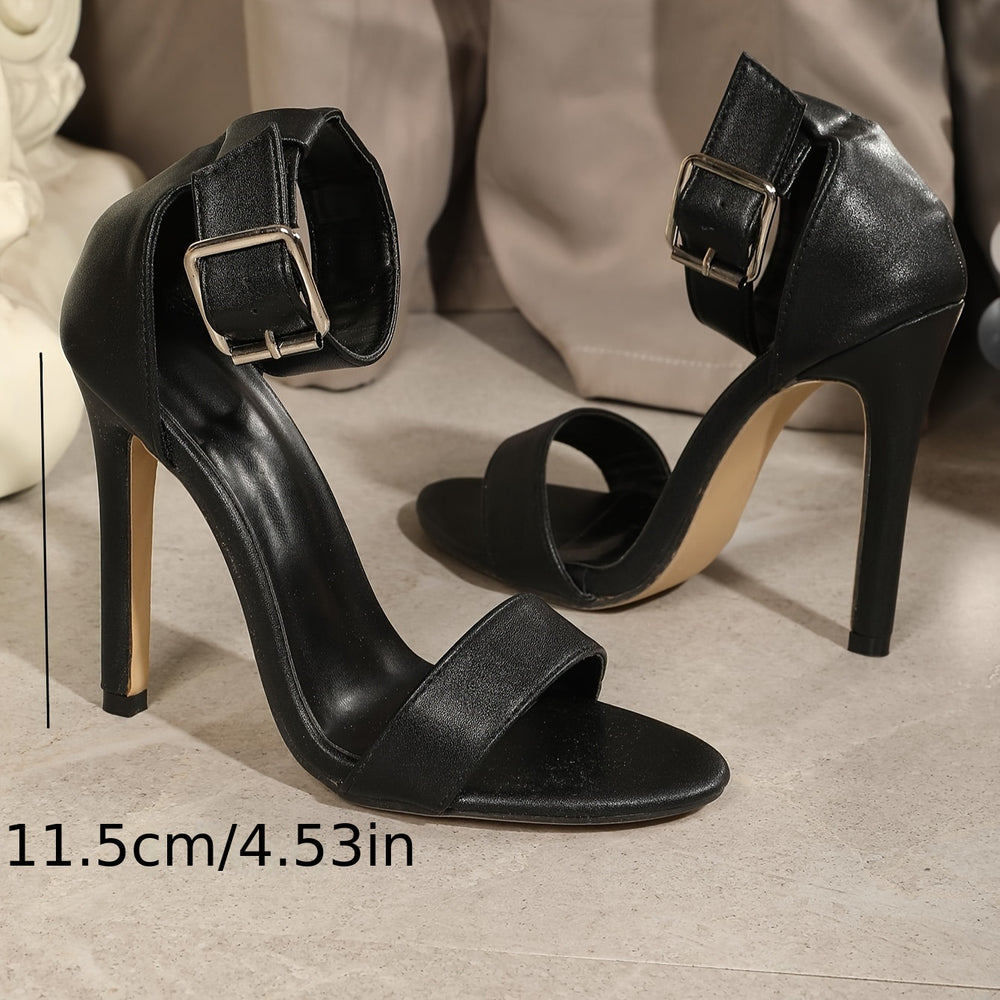 Women's black high heel sandals, ladies' mule heels, fashionable sexy casual women's shoes, 11.5cm heel height